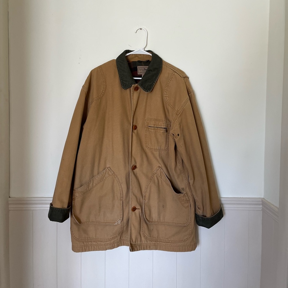 L.L. Bean Brown Field Jacket with Dark Green Trim